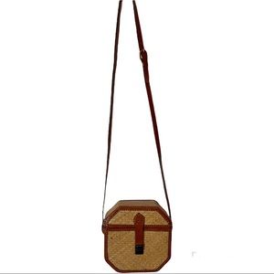 Vintage Straw And Leather bag One Size